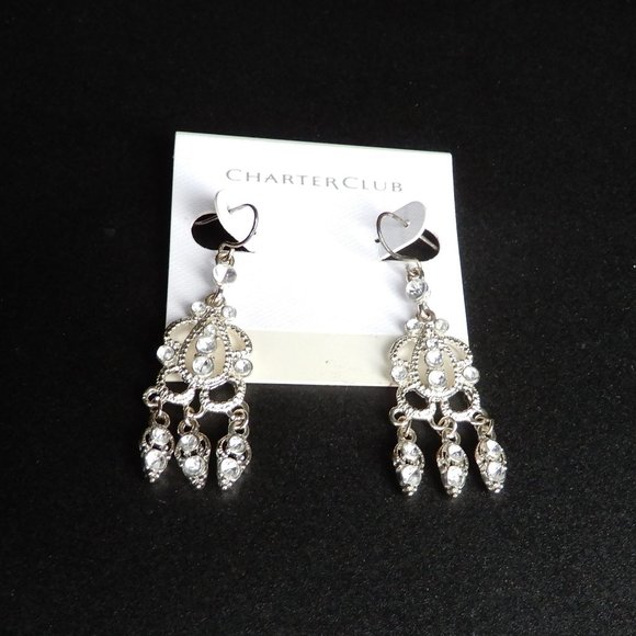 Charter Club Silver colored Chandelier Earrings - Picture 1 of 3
